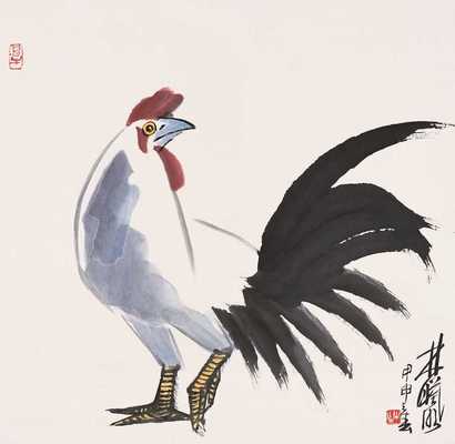 林曦明 公鸡 镜心